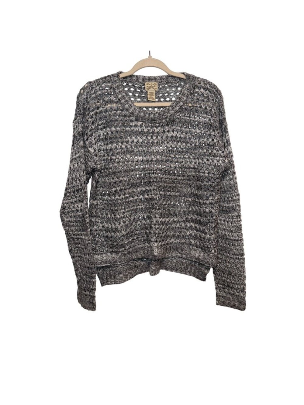 Eyelash Couture Gray Open Knit Pullover Sweater XL Acrylic